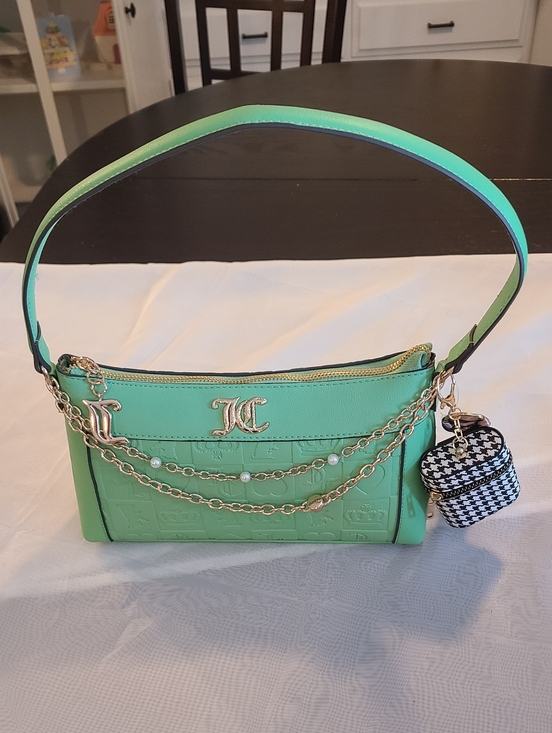 Juicy Couture Handbags - NWOT Juicy Couture Embossed Mint Green Shoulder Bag with Gold Chain